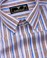 Lorix Brown Multi Stripe Linen Cotton Shirt