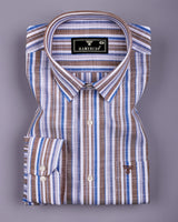 Lorix Brown Multi Stripe Linen Cotton Shirt