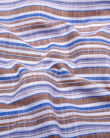 Lorix Brown Multi Stripe Linen Cotton Shirt