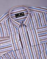 Lorix Brown Multi Stripe Linen Cotton Shirt