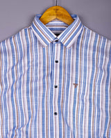 Lorix Blue Multi Stripe Linen Cotton Shirt