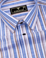 Lorix Blue Multi Stripe Linen Cotton Shirt