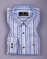Lorix Blue Multi Stripe Linen Cotton Shirt