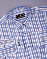 Lorix Blue Multi Stripe Linen Cotton Shirt