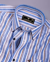 Lorix Blue Multi Stripe Linen Cotton Shirt