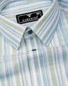 Lorix Light Green Multi Stripe Linen Cotton Shirt