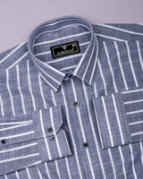 Ferva Gray Stripe Linen Cotton Shirt