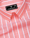 Ferva Orange Stripe Linen Cotton Shirt
