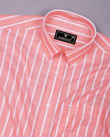 Ferva Orange Stripe Linen Cotton Shirt
