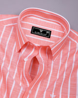 Ferva Orange Stripe Linen Cotton Shirt