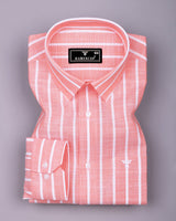 Ferva Orange Stripe Linen Cotton Shirt