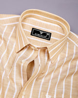 Ferva Biscuit Cream Stripe Linen Cotton Shirt