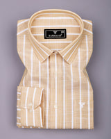 Ferva Biscuit Cream Stripe Linen Cotton Shirt