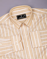 Ferva Biscuit Cream Stripe Linen Cotton Shirt