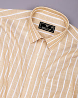Ferva Biscuit Cream Stripe Linen Cotton Shirt