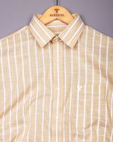 Ferva Biscuit Cream Stripe Linen Cotton Shirt