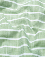 Ferva Pista Green Stripe Linen Cotton Shirt