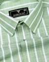 Ferva Pista Green Stripe Linen Cotton Shirt