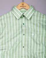 Ferva Pista Green Stripe Linen Cotton Shirt