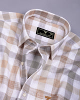 Aven Cream With White Check Dobby Cotton Shirt