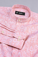 White with carrot floral design printed cotton shirt