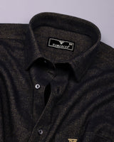 Phantom Chocolate Brown Herringbone Stripe Plaid Flannel Shirt