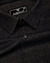 Phantom Chocolate Brown Herringbone Stripe Plaid Flannel Shirt