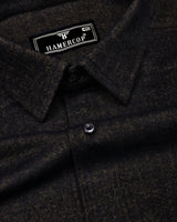 Phantom Chocolate Brown Herringbone Stripe Plaid Flannel Shirt