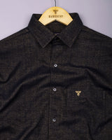 Phantom Chocolate Brown Herringbone Stripe Plaid Flannel Shirt
