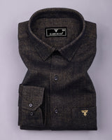 Phantom Chocolate Brown Herringbone Stripe Plaid Flannel Shirt