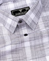 Neron White With Black Check Dobby Textured Cotton Shirt