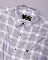Neron White With Black Check Dobby Textured Cotton Shirt
