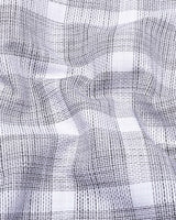 Neron White With Black Check Dobby Textured Cotton Shirt