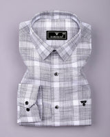 Neron White With Black Check Dobby Textured Cotton Shirt
