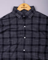 Neron Black Check Dobby Textured Cotton Shirt