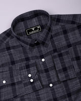 Neron Black Check Dobby Textured Cotton Shirt