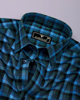 Zevin Blue Multicolor Twill Check Giza Shirt