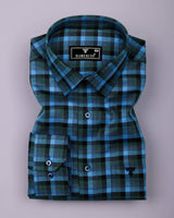 Zevin Blue Multicolor Twill Check Giza Shirt