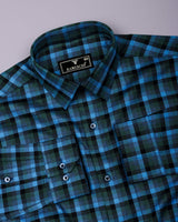 Zevin Blue Multicolor Twill Check Giza Shirt