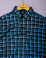 Zevin Blue Multicolor Twill Check Giza Shirt