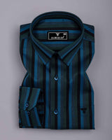 Aevon Blue Multicolour Twill Stripe Premium Cotton Shirt