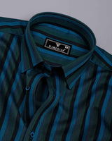 Aevon Blue Multicolour Twill Stripe Premium Cotton Shirt