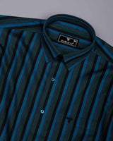 Aevon Blue Multicolour Twill Stripe Premium Cotton Shirt
