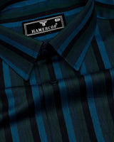 Aevon Blue Multicolour Twill Stripe Premium Cotton Shirt