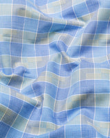 Jorvio Blue Houndstooth Check Premium Cotton Shirt