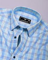 Jorvio Blue Houndstooth Check Premium Cotton Shirt