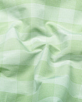 Laxion Pista Green Micro Check Formal Cotton Shirt