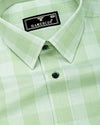 Laxion Pista Green Micro Check Formal Cotton Shirt
