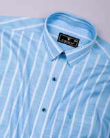 Velian SkyBlue Stripe Linen Cotton Shirt