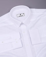 Oris White Solid Dobby Cotton Shirt